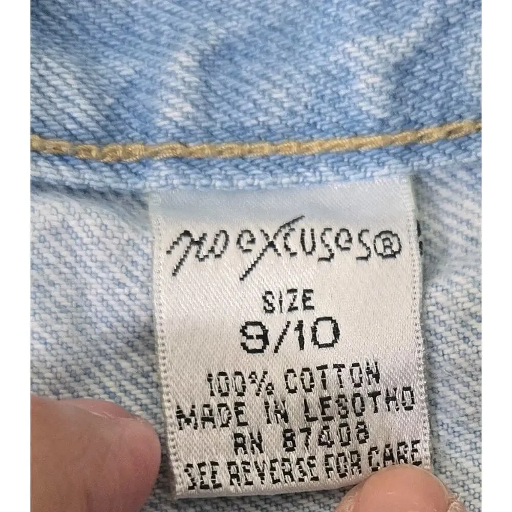 No Excuses Femme Fatale Women's Cut Off Denim Shorts Light Blue Cotton 8/10 Poc…